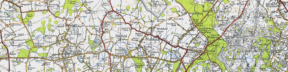 Old map of Maiden's Green in 1940