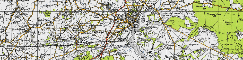 Old map of Maidensgrave in 1946