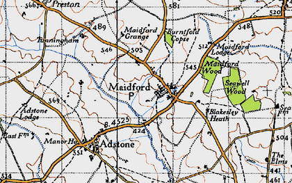 Old map of Burntfold Copse in 1946