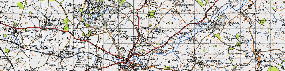 Old map of Maids' Moreton in 1946