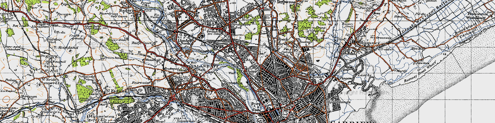Old map of Maindy in 1947