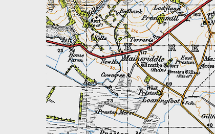 Old map of Beck Burn in 1947