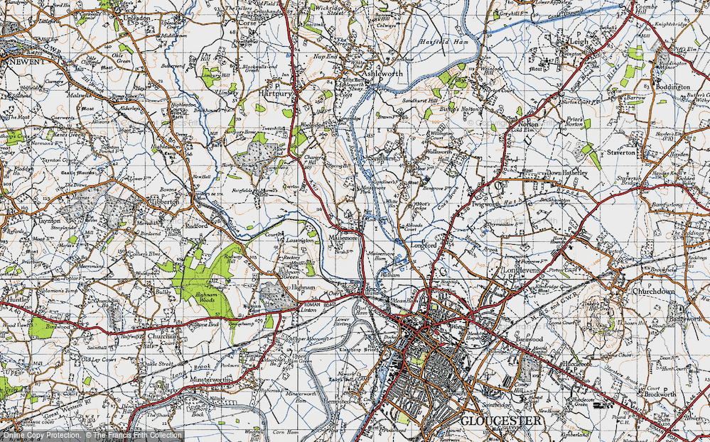 Old Map of Historic Map covering Abbot's Lodge in 1947