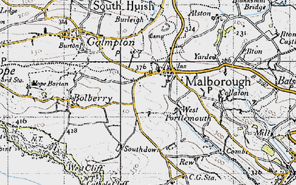 Old map of Malborough in 1946