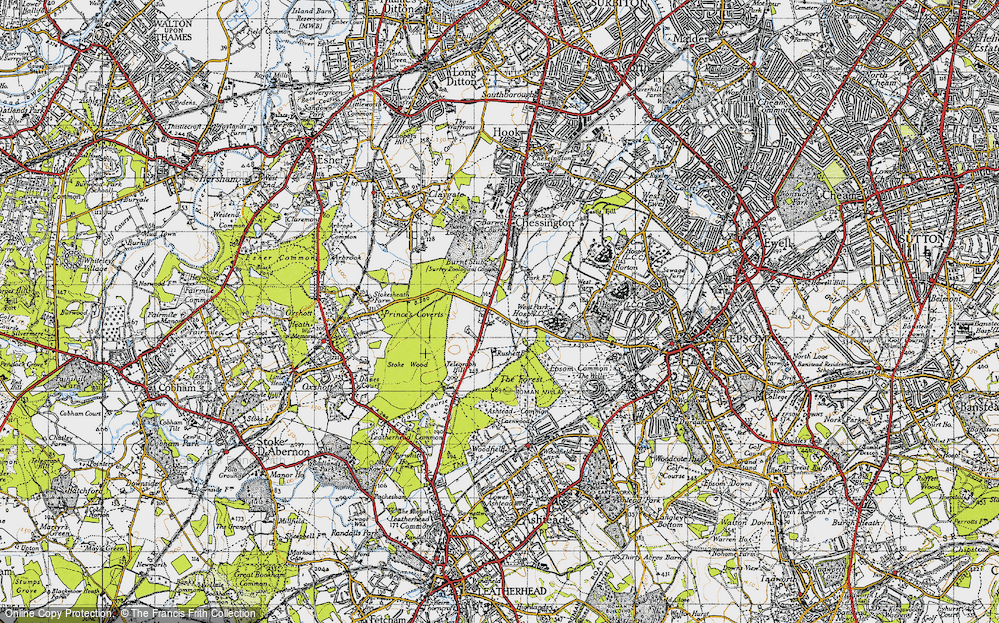 Old Map of Malden Rushett, 1945 in 1945