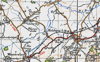 Old map of Malehurst in 1947