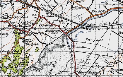 Old map of Malltraeth in 1947