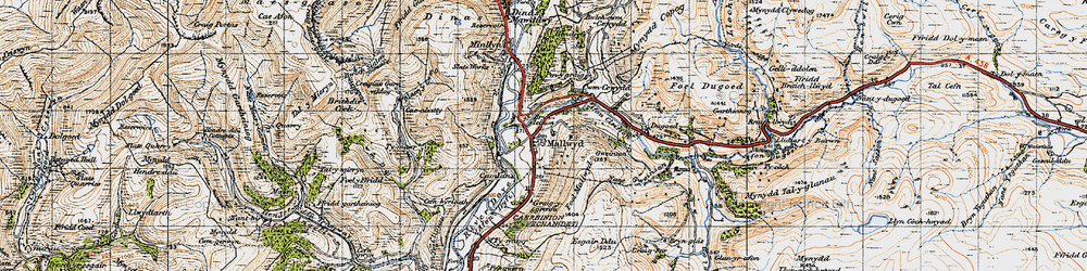 Old map of Mallwyd in 1947
