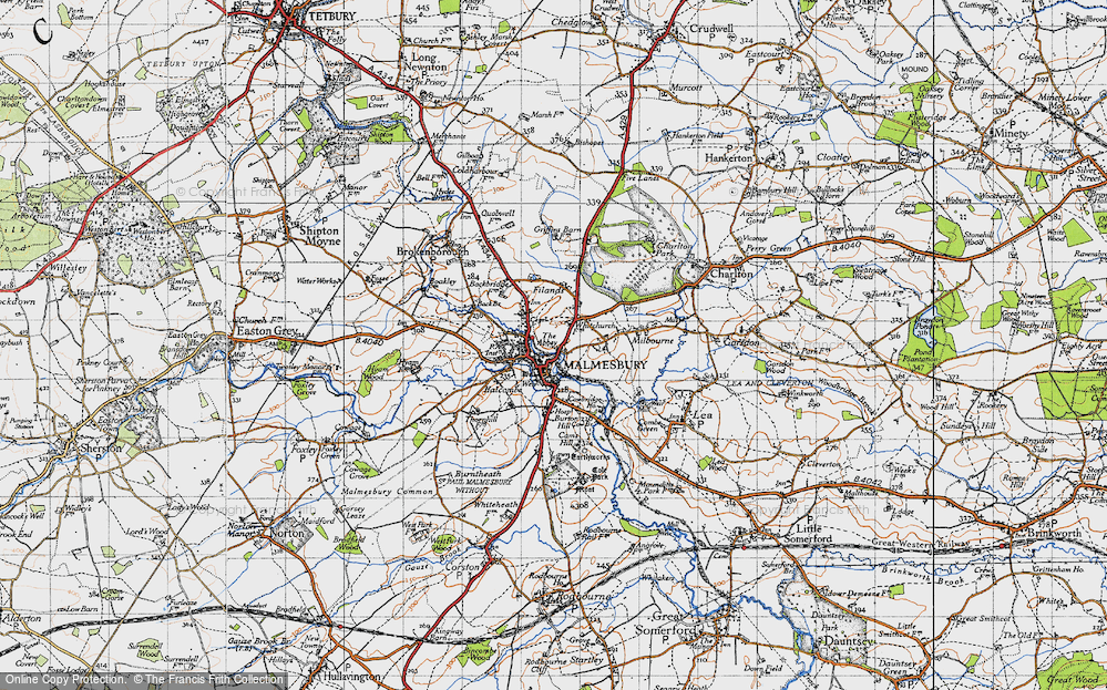 Old Map of Malmesbury, 1947 in 1947
