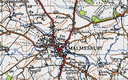 Old map of Malmesbury in 1947