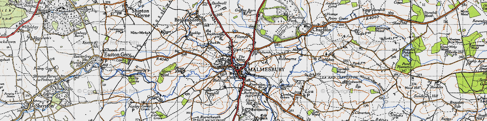 Old map of Malmesbury in 1947