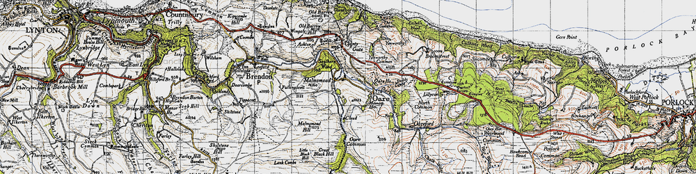 Old map of Badgworthy Lees in 1946