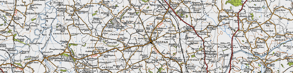 Old map of Malpas in 1947