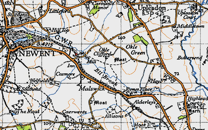 Old map of Malswick in 1947