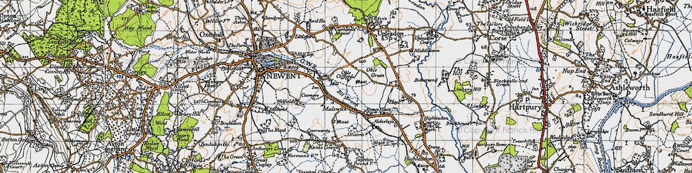 Old map of Brass Mill in 1947