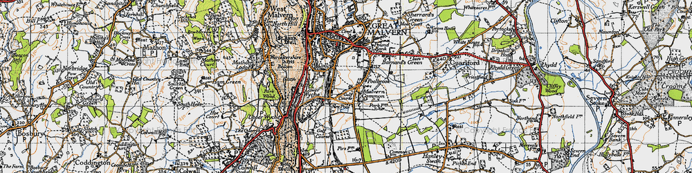 Old map of Malvern Common in 1947