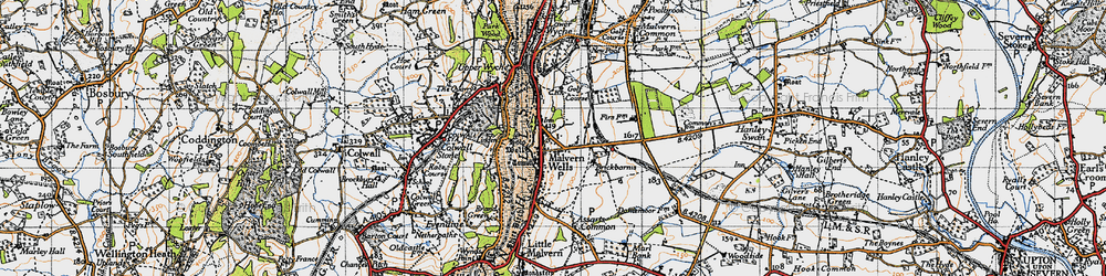 Old map of Malvern Wells in 1947