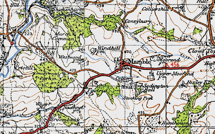Old map of Mamble in 1947