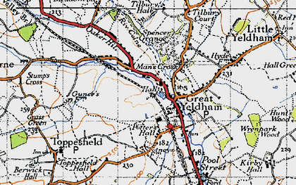 Old map of Man's Cross in 1946