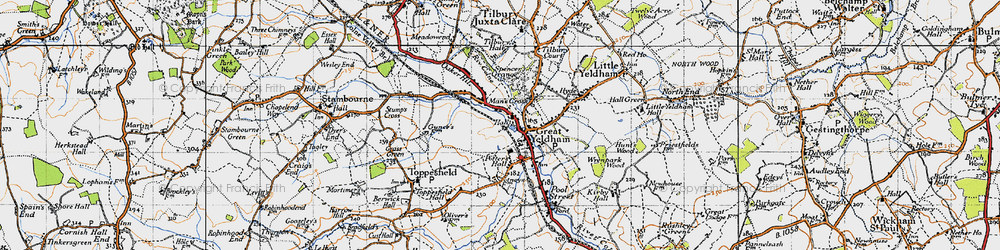 Old map of Man's Cross in 1946