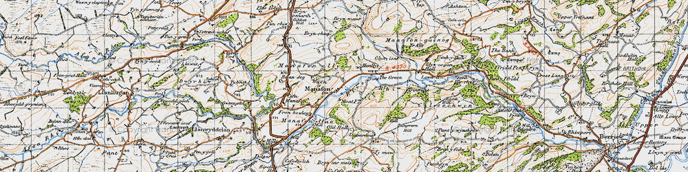 Old map of Brynhwdog in 1947