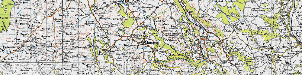 Old map of Manaton in 1946