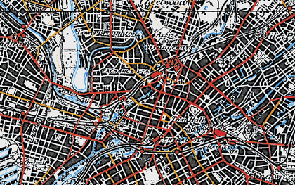 Old map of Manchester in 1947