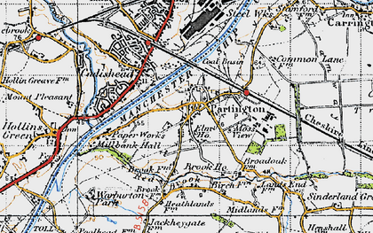 Old map of Manchester Ship Canal in 1947