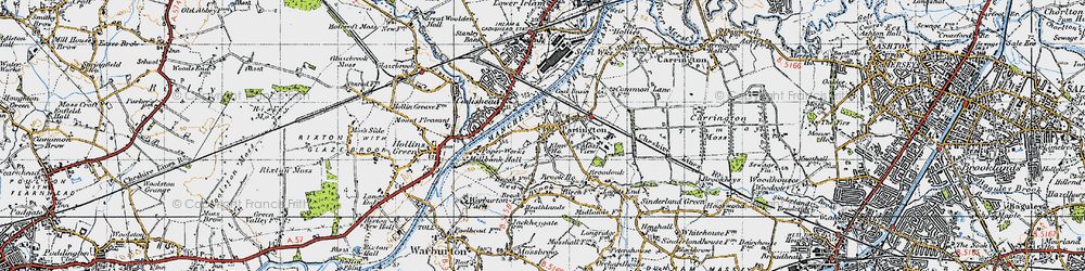 Old map of Manchester Ship Canal in 1947