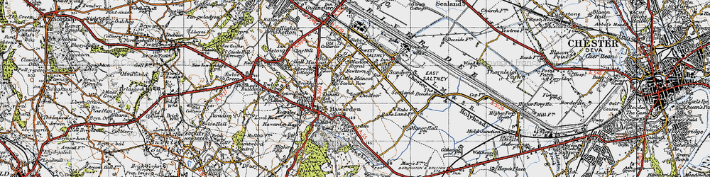 Old map of Mancot Royal in 1947