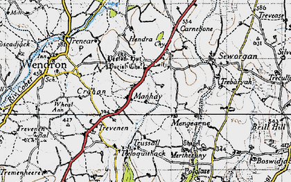 Old map of Manhay in 1946