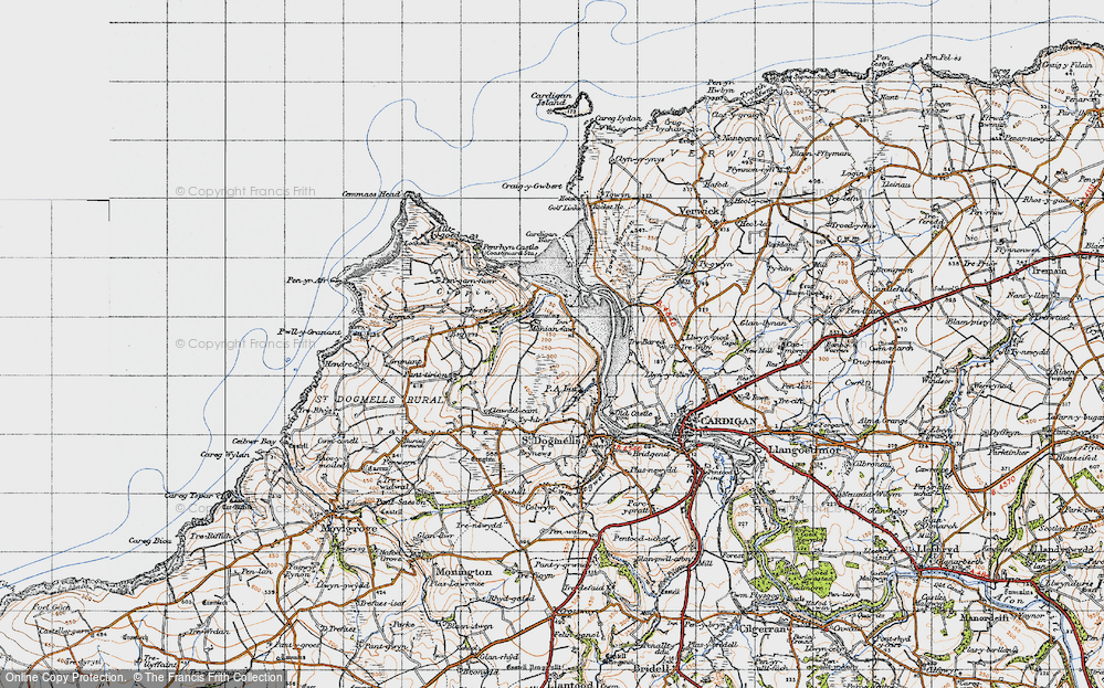 Old Map of Historic Map covering Poppit Sands in 1947