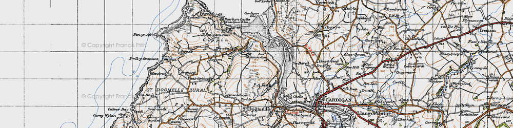Old map of Poppit Sands in 1947
