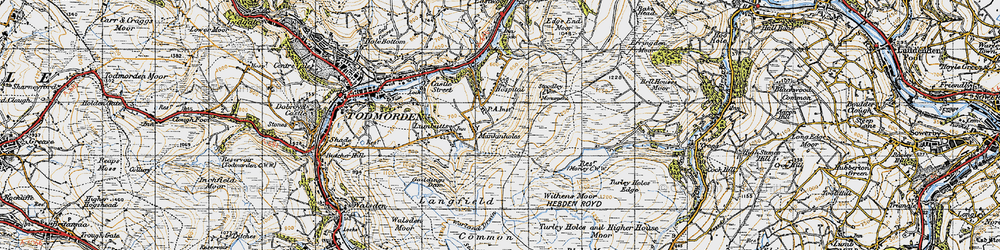 Old map of Turley Holes Edge in 1947