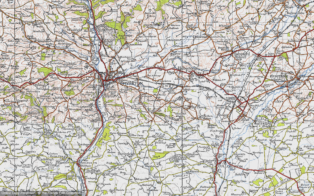 Old Map of Historic Map covering Warnicombe in 1946