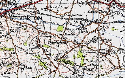 Old map of Warnicombe in 1946