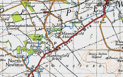Old map of Abbots Down in 1940