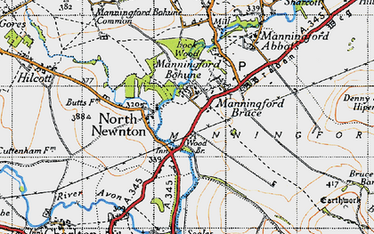 Old map of Manningford Bohune in 1940