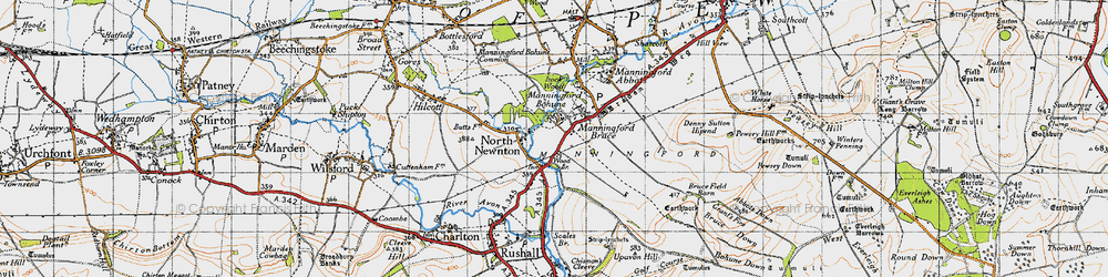 Old map of Manningford Bohune in 1940