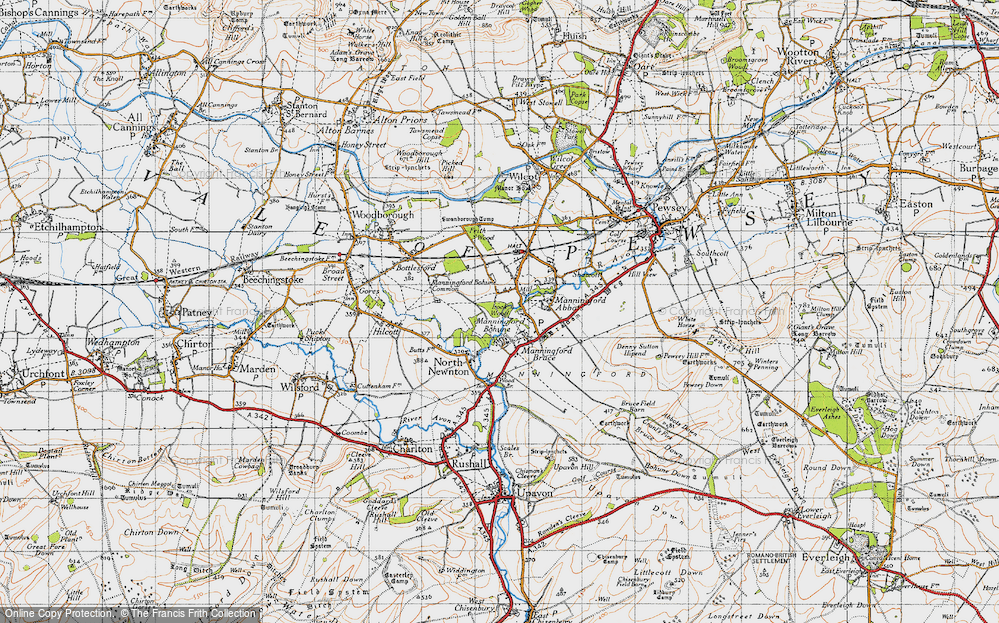 Old Map of Historic Map covering Manningford Bohune Common in 1940