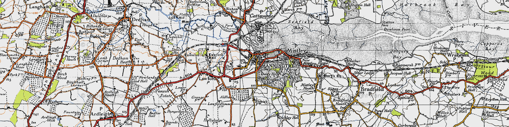 Old map of Manningtree in 1945