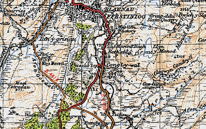 Old map of Manod in 1947