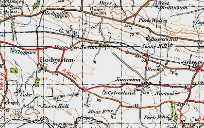 Old map of Manorbier Newton in 1946