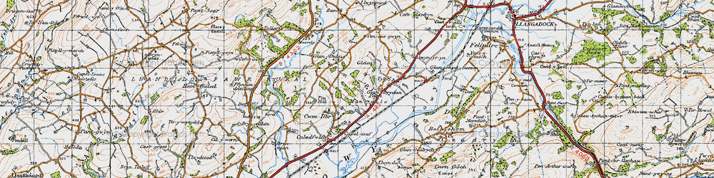 Old map of Manordeilo in 1947