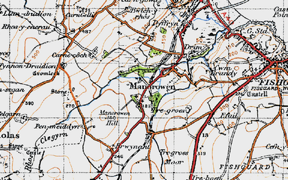 Old map of Manorowen in 1947