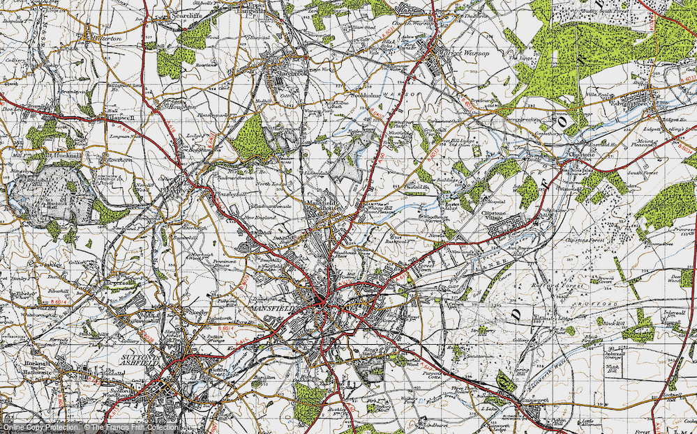 Old Map of Mansfield Woodhouse, 1947 in 1947