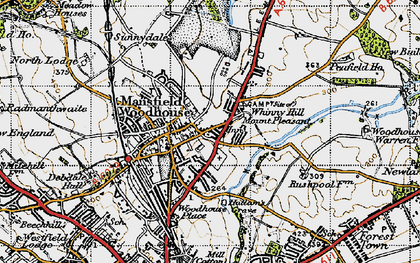 Old map of Mansfield Woodhouse in 1947