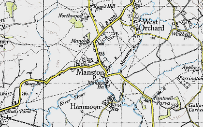 Old map of Manston in 1945