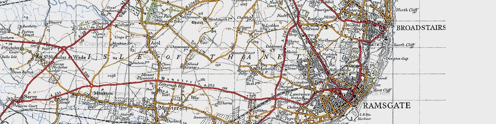 Old map of Manston in 1947