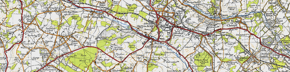 Old map of Mantles Green in 1946
